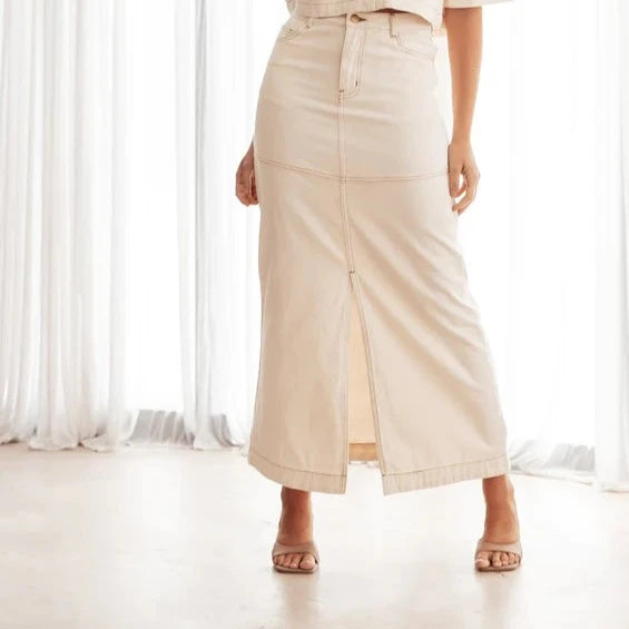 SAND DENIM SKIRT