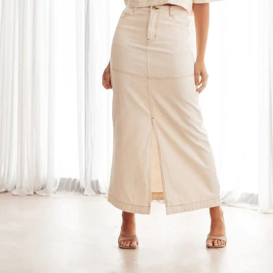 SAND DENIM SKIRT